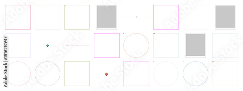 Digital graphic collection featuring an array of colorful geometric shapes and subtle abstract elements.