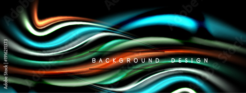 Abstract flowing ribbons, vibrant colors, dark background. Modern design element, dynamic curves, smooth gradients.