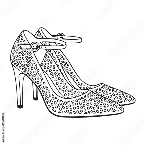 Chic Textured Pattern Pointed Toe High Heels with Thin Adjustable Ankle Straps