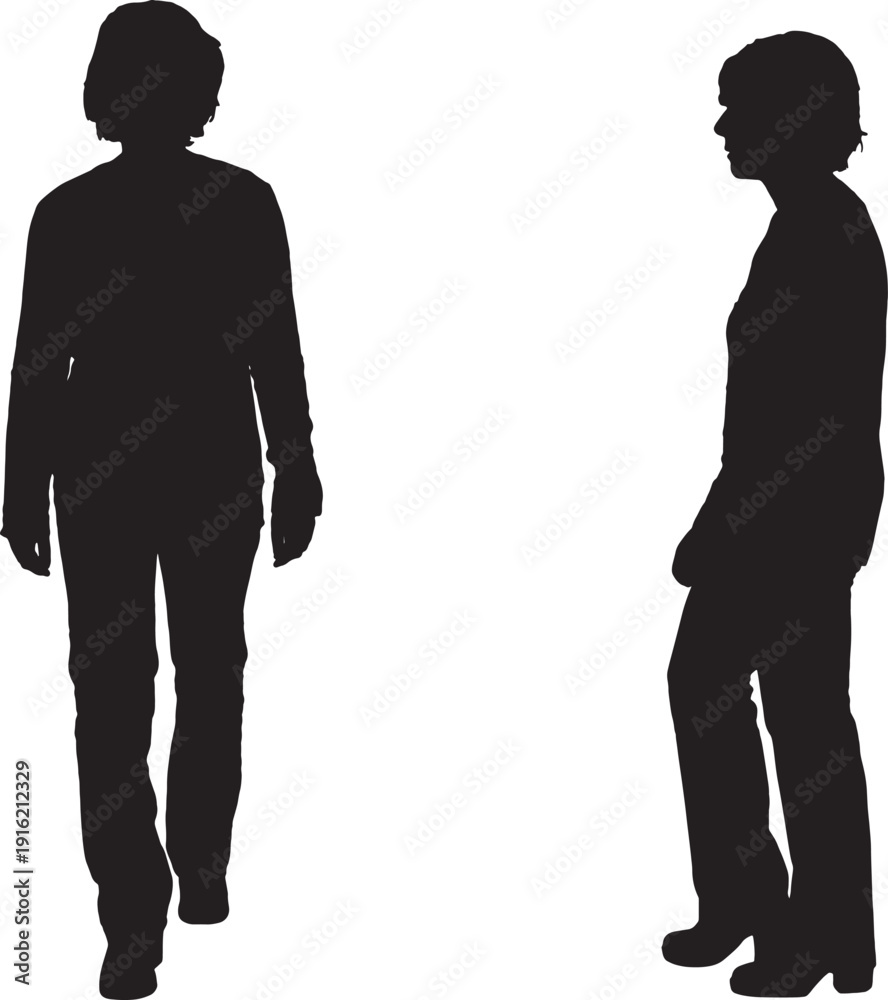 Fototapeta premium vector,woman walking on white, front and sideways
