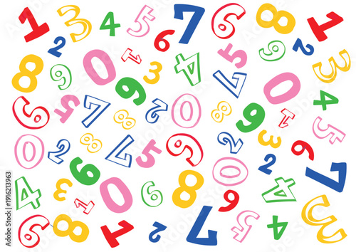 カラフルポップな落描き風数字