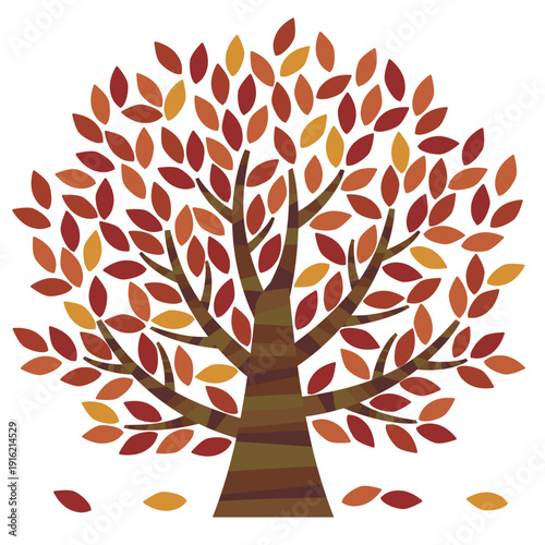 シンプルでかわいい紅葉した樹木のベクターイラスト