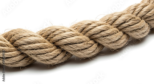 Wallpaper Mural Close-up of Thick Braided Natural Jute Rope Isolated on White Background, Rustic Texture Torontodigital.ca