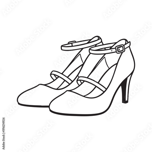 Sophisticated Pointed Toe High Heel Pumps with Decorative Vamp and Buckled Ankle Fastening