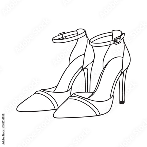 Sophisticated Pointed Toe High Heel Pumps with Decorative Vamp and Buckled Ankle Fastening