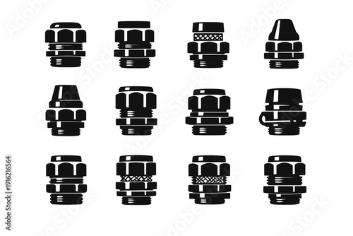 Protective image vector icon insulation generation metal element cable simple nut seal