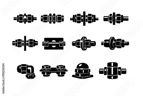 Generation vector bulkhead hardware silhouette icon cable connector mounting installation image utility