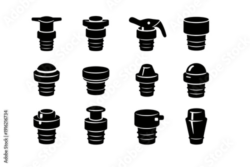Icon image bottle vacuum black concept device stopper vector simple wine generation