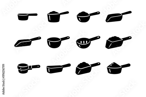 Silhouette kitchen prep vector baking design geometry icon scoop measuring form