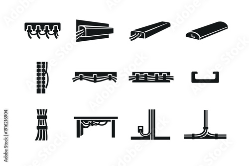 Channel icon vector cable solid icons installation strip organizer clean routing