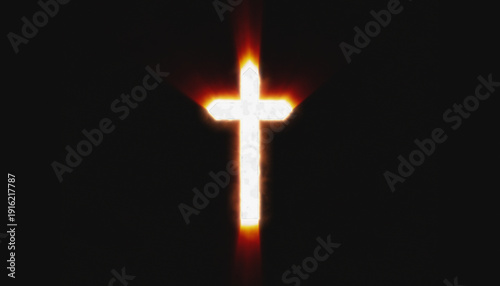 Illustation of a Christian cross shining brightly.