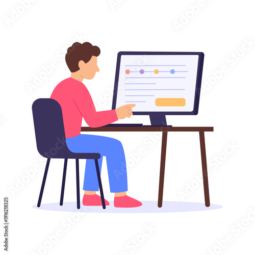 Online Registration Portal, digital platform for official applications, Flat vector character illustration