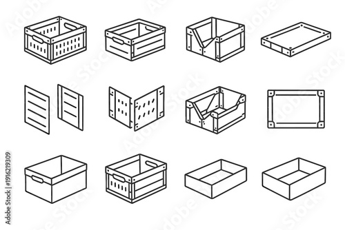 Joints clean solution portable corner structural container icons vector collapsible storage icon