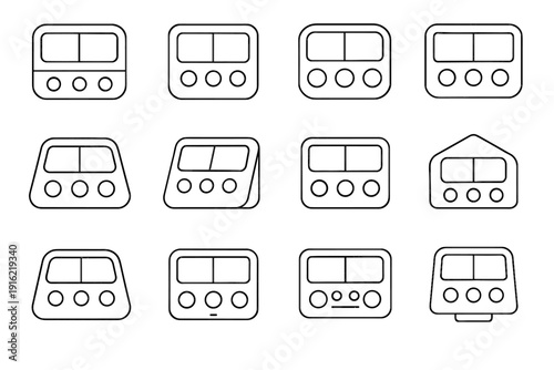 Icons digital functional device kitchen icon vector timer dual preparation modern controller