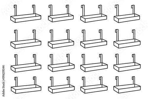 Style silhouette organizer hallway vector door over clean modern icon geometry base