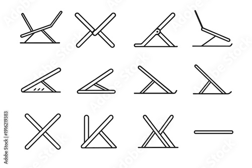 Icon foldable riser vector functional mechanism angled design support structure laptop typing