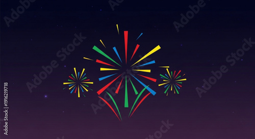 Vibrant multicolor fireworks exploding in night sky with colorful streaks and sparks