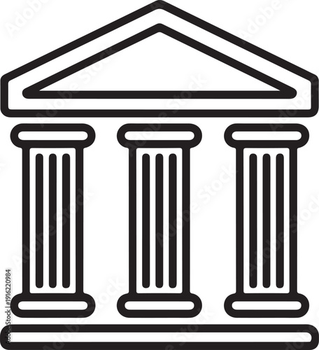 Classic courthouse building with columns line icon.