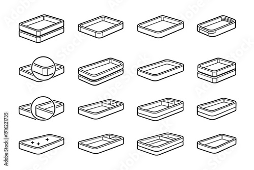 Storage item outline tray icon geometry polymer vector stackable icons alignment solution