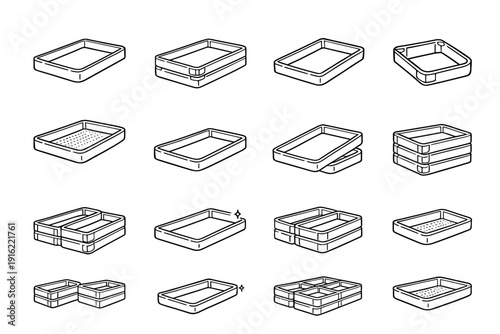 Storage stackable organizer lightweight tidy compact home tray icon style vector icons