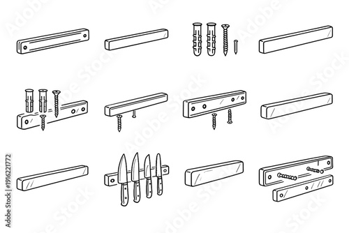 Screw profile form system vector matte modern magnetic holder icon knife tool