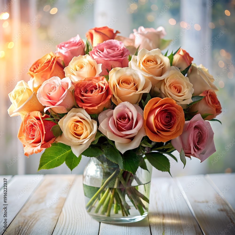 Fototapeta premium Elegant Rose Bouquet in Studio Light 