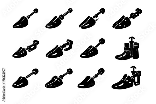 Simple reinforced reliable shoe stretcher form design image icon care vector generation