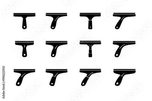 Mirror black filled handle blade simple squeegee accessory vector generation icon bathroom