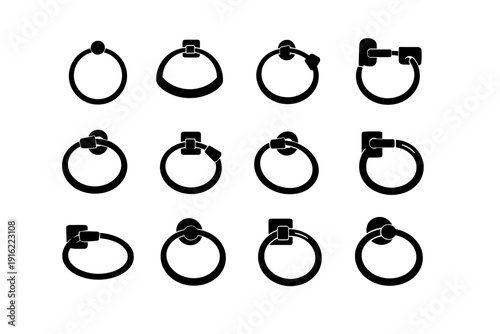 Icon generation image ring loop vector holder simple towel hanger open filled