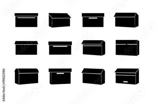 Simple contemporary vector mailbox facade box exterior wall image icon architectural generation