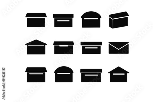 Minimalist generation geometric clean image mailbox vector simple wall aesthetic exterior icon