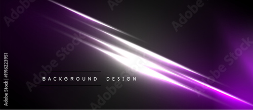 Abstract purple light streaks across black background. Modern design elements create dynamic visual effect. Minimalist aesthetic.