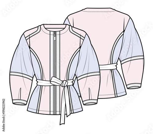 Peasant top technical flat design vector mockup template.