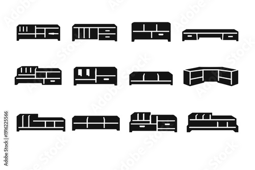 Organizer platform sectioned desk vector shelf cubby icons organized filled solution icon