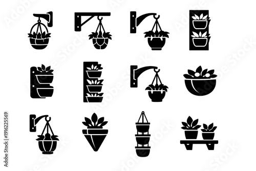 Interior solution solid hanging generation vector icon simple practical holder image garden