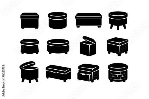 Minimalist icon narrow utility home filled compact everyday seat icons vector storage