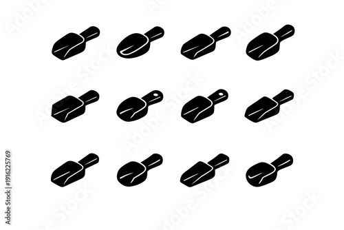 Utility spice minimal icons design icon geometry vector scoop solid utensil accessory