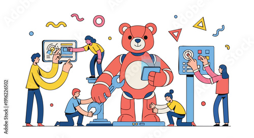 Collaborative Engineering: Team develops and fine-tunes next-generation AI prototype and automation systems.