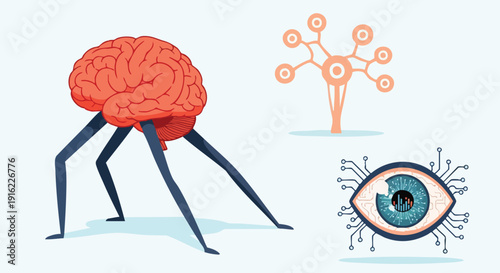 Autonomous AI Strategy: Surreal Illustration of Machine Learning Systems and Data Vision in Motion for Next-Generation Tech