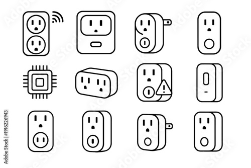 Plug smart icon vector protection module minimalist outlet compact status window build