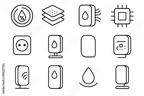 Passive indoor icons sensor icon smart core shell humidity gauge board smooth