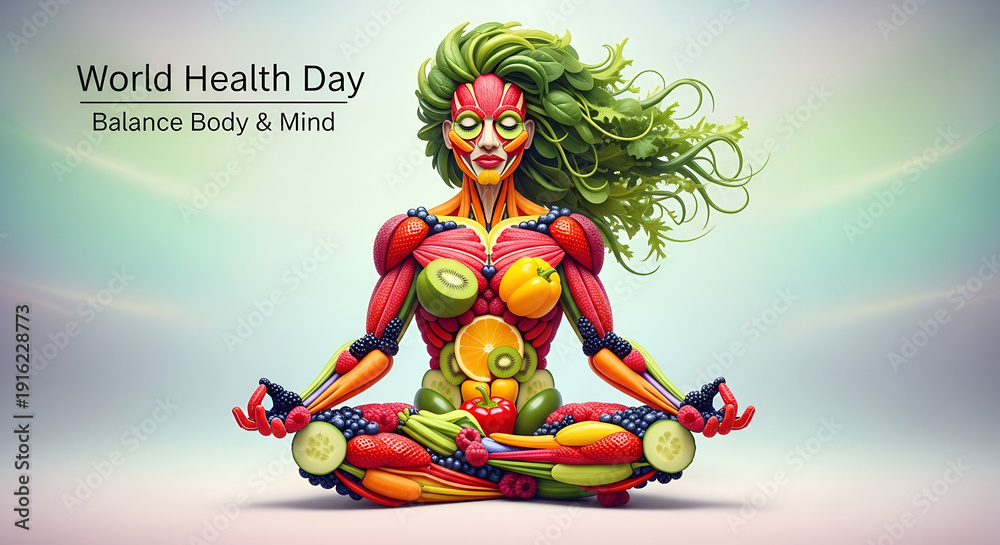 Fototapeta premium Healthy Body Yoga Fruit Concept