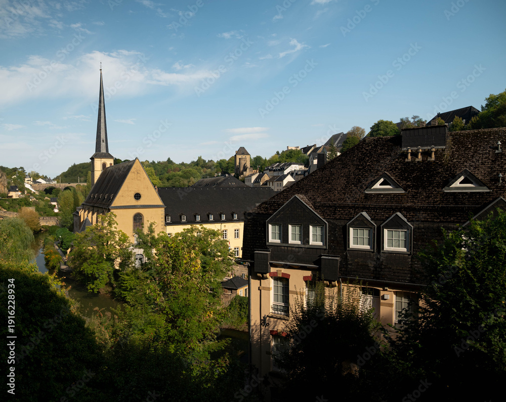 Fototapeta premium Old Town Landmark with Elegant Architectural Details in Luxemburg