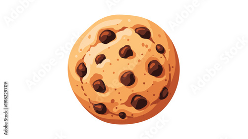 Delicious and realistic-looking chocolate chip cookie illustration, perfect for bakery logos, menus, or any sweet treat design.