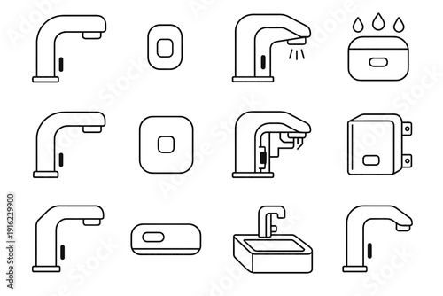 Icon accessory geometric automatic icons sensor smart faucet waterproof functional vector window
