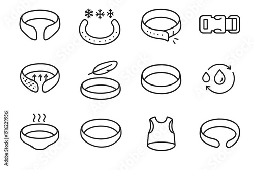 Pet lightweight tube care vector collars cooling icon sizing breathable relief
