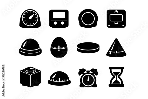 Solid image vector generation device kitchen geometry icon magnetic simple black timer