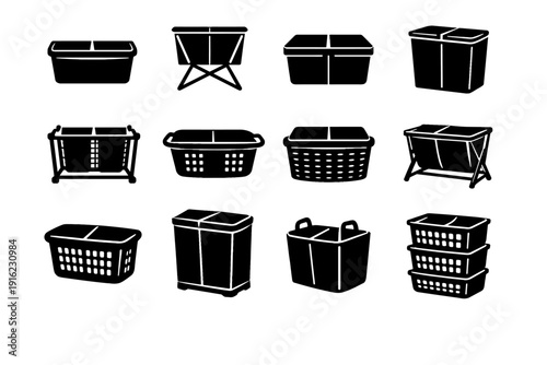 Vector internal item wash basket icon clothes helper storage laundry sorting icons