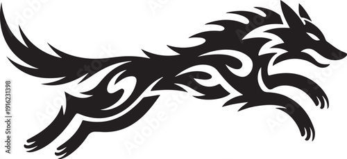 Wolf Leaping Abstract Flame Lower Body