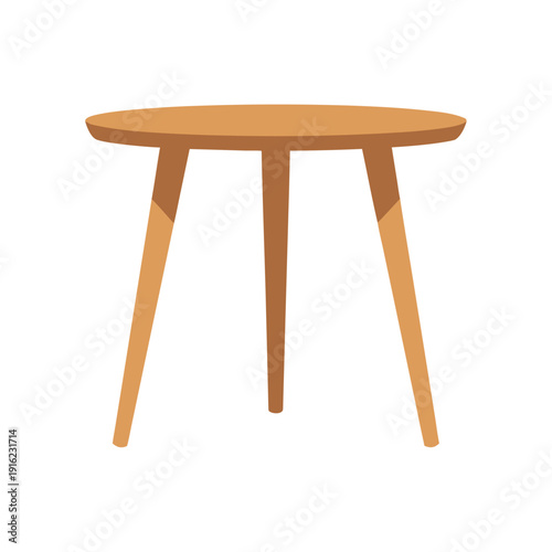 Minimalist wooden round table with three slim legs on white background showcasing contemporary and elegant furniture design